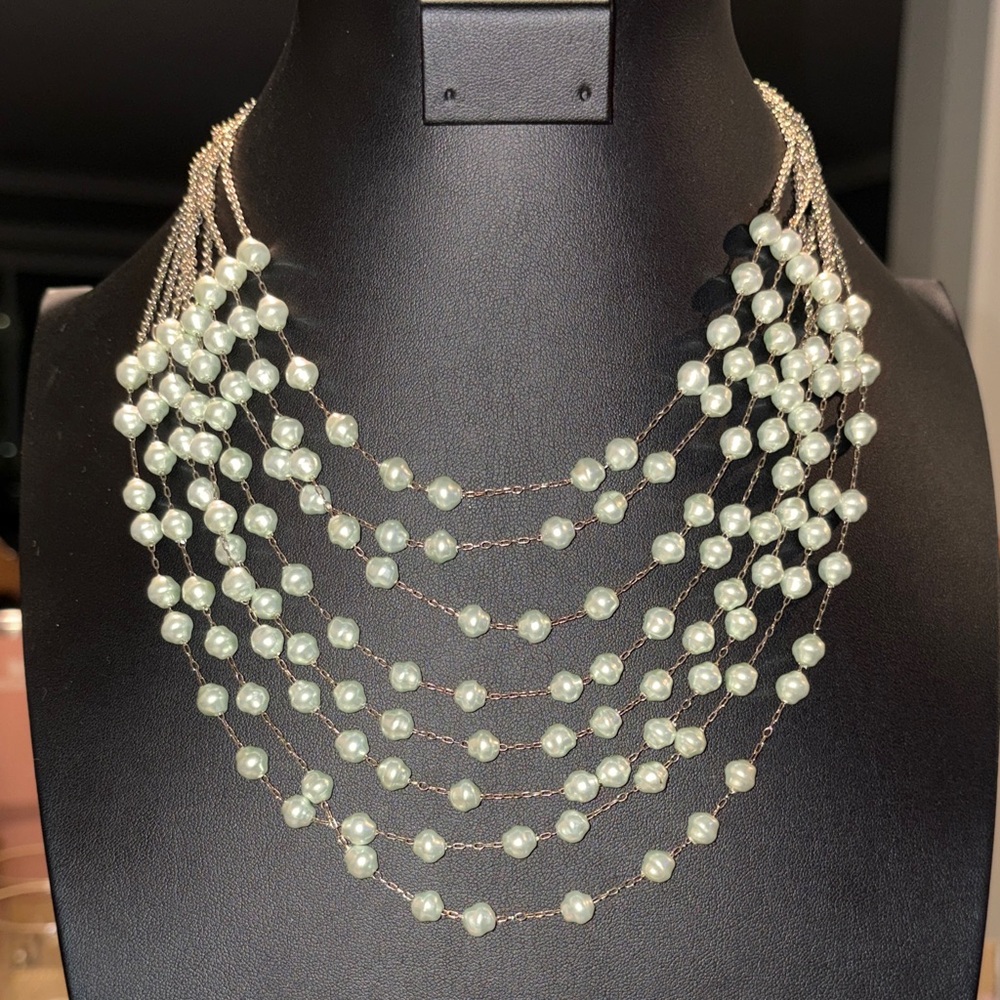 Mint Color Pearl Layered Necklace